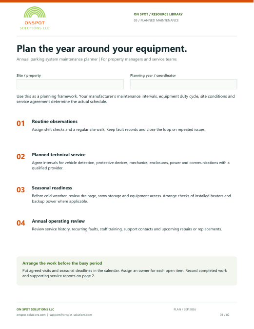 Cover of Annual parking system maintenance planner